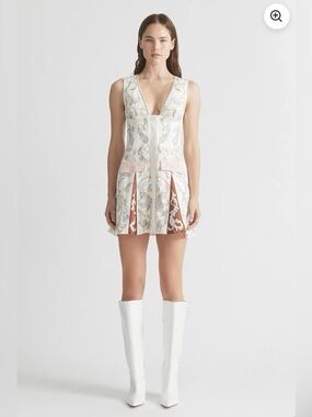 Antipodean Hand Drawn Pattern Bitter Sweet Paneled Mini Dress - Rare🤍